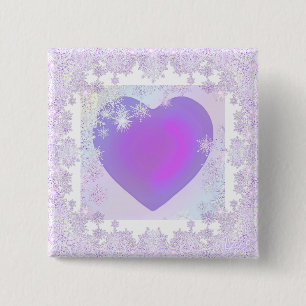 Badge Carré 5 Cm Flocon de neige pourpre