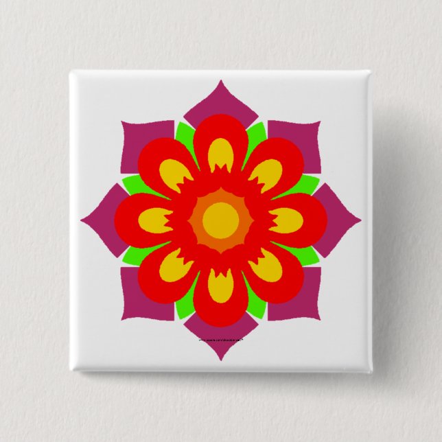 Badge Carré 5 Cm Flocon de neige psychédélique (Devant)