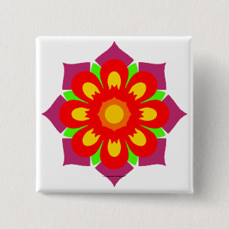 Badge Carré 5 Cm Flocon de neige psychédélique