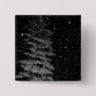 Badge Carré 5 Cm flocons de neige la nuit photo unique