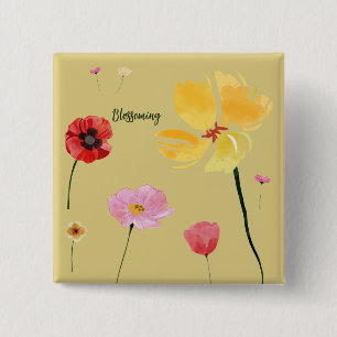 Badge Carré 5 Cm Floraison