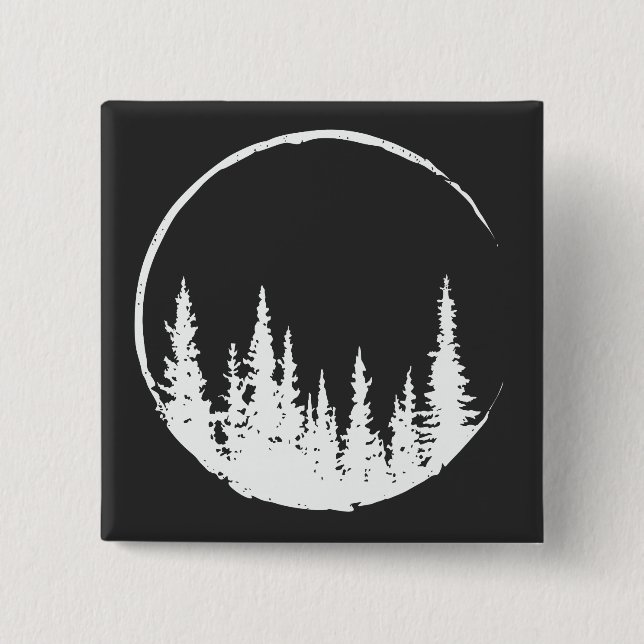 Badge Carré 5 Cm Floral Forest Circle Tree Loving Forest Tree (Devant)