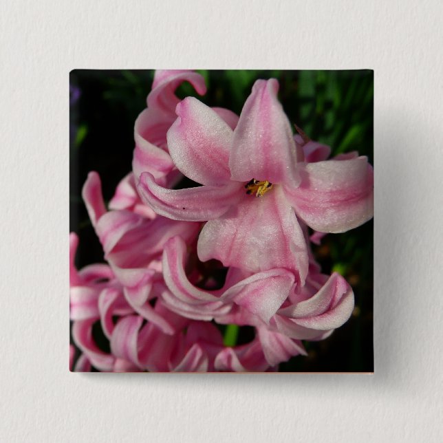 Badge Carré 5 Cm Floral Pink Hyacinth (Devant)