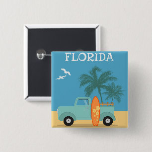 Badge Carré 5 Cm Floride : Bouton Voyage