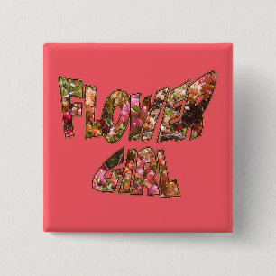 Badge Carré 5 Cm Flower Girl Bougainvillea Square Button