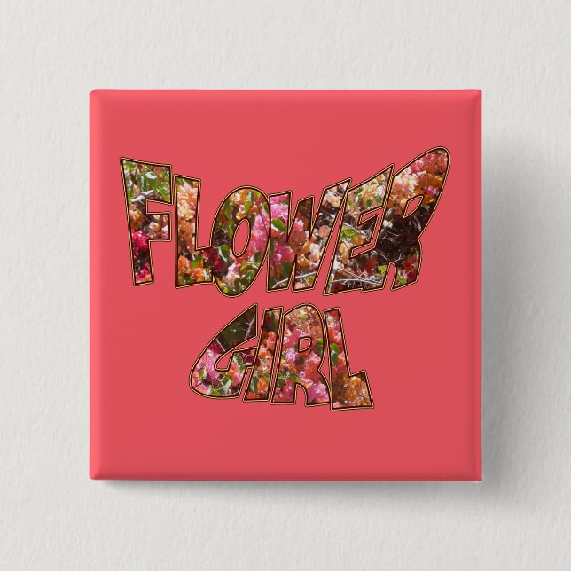 Badge Carré 5 Cm Flower Girl Bougainvillea Square Button (Devant)