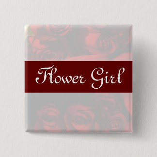 Badge Carré 5 Cm "Flower Girl" - Bouquet Rose rouge (2)