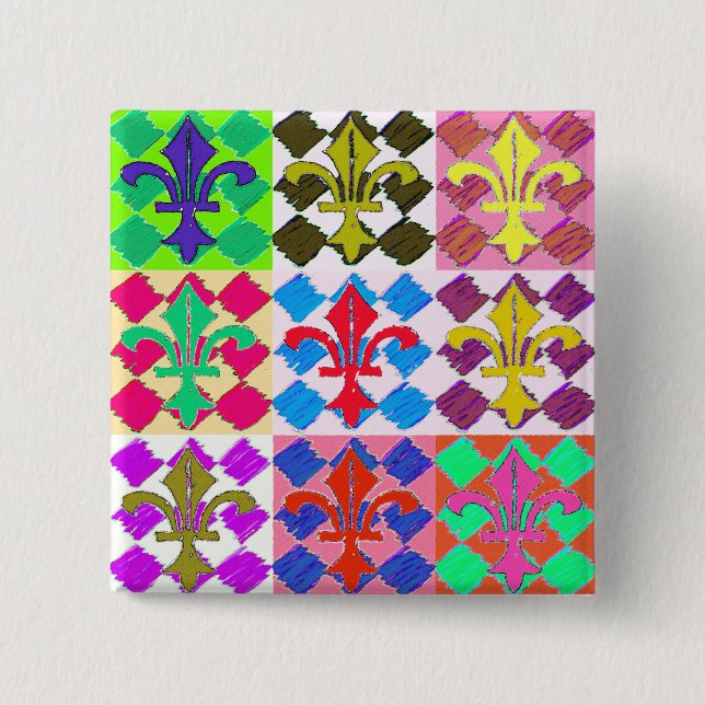 Badge Carré 5 Cm Fluer de Lys carré (Devant)