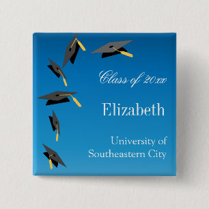 Badge Carré 5 Cm Flying Graduation Caps