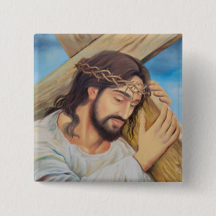 Badge Carré 5 Cm Foi chrétienne Jésus Christ
