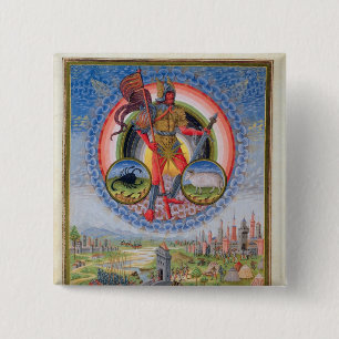 Badge Carré 5 Cm Fol.7v la planète Mars, de "De Sphaera", 1470