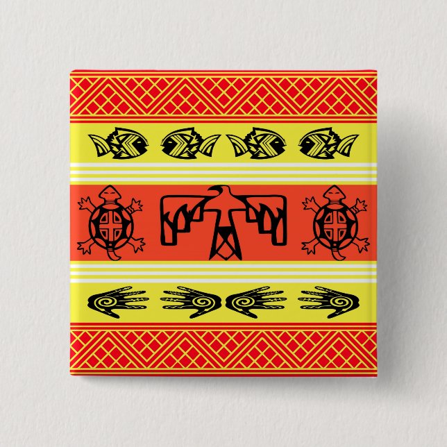Badge Carré 5 Cm Folklore design (Devant)