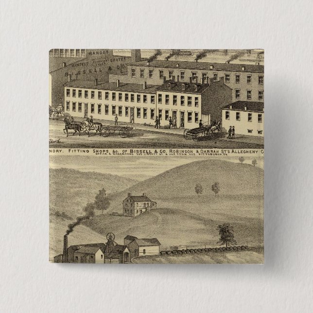 Badge Carré 5 Cm Fonderie de fourrage, magasins d'équipement (Devant)