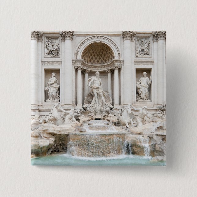 Badge Carré 5 Cm Fontaine de Trevi (italienne : Fontana di Trevi) (Devant)