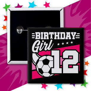 Badge Carré 5 Cm Football 12 ans 12e anniversaire fille