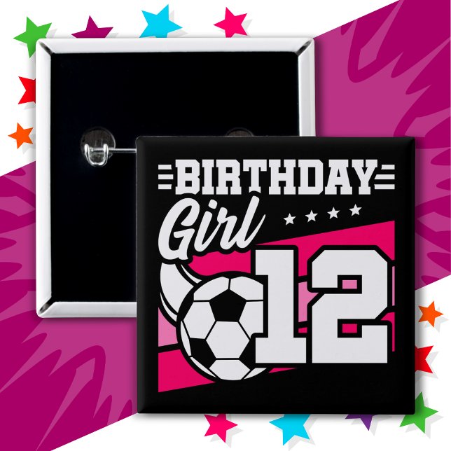 Badge Carré 5 Cm Football 12 ans 12e anniversaire fille (Créateur téléchargé)