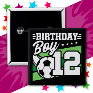 Badge Carré 5 Cm Football 12 ans Enfants 12e anniversaire garçon