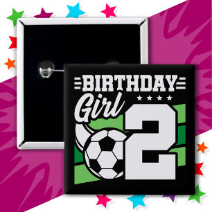 Badge Carré 5 Cm Football de 2 ans Fête de Football de 2e anniversa