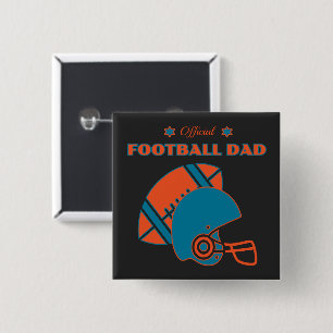 Badge Carré 5 Cm Football papa sportifs amateurs orange bleu vintag