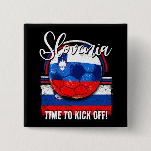Badge Carré 5 Cm Football Slovénie Drapeau, balle de football en dé