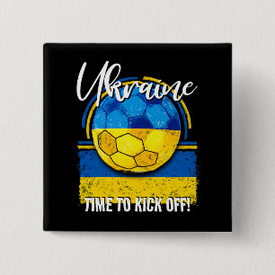Badge Carré 5 Cm Football Ukraine Drapeau, balle de football en dét