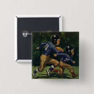 Badge Carré 5 Cm Football Vintage, Enfants, Garçons Jouant au Sport