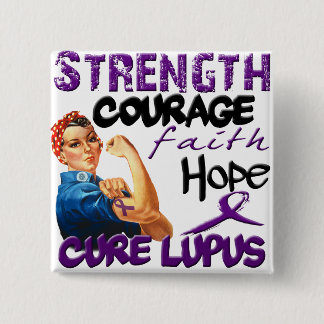 Badge Carré 5 Cm Force, courage, foi, espoir, - lupus de traitement