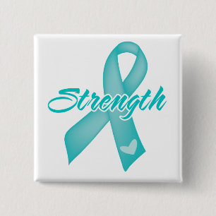 Badge Carré 5 Cm Force - ruban turquoise