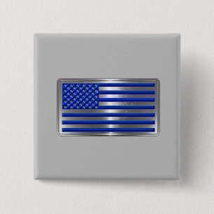 Badge Carré 5 Cm Forces armées et police USA Flag Hommage