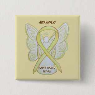 Badge Carré 5 Cm Forces armées - Retour Sensibilisation Ruban Angel