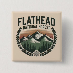 Badge Carré 5 Cm Forêt nationale de Flathead Montana Wilderness