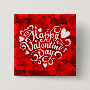 Badge Carré 5 Cm Forme cardiaque Heureuse Sainte-Valentin-23803