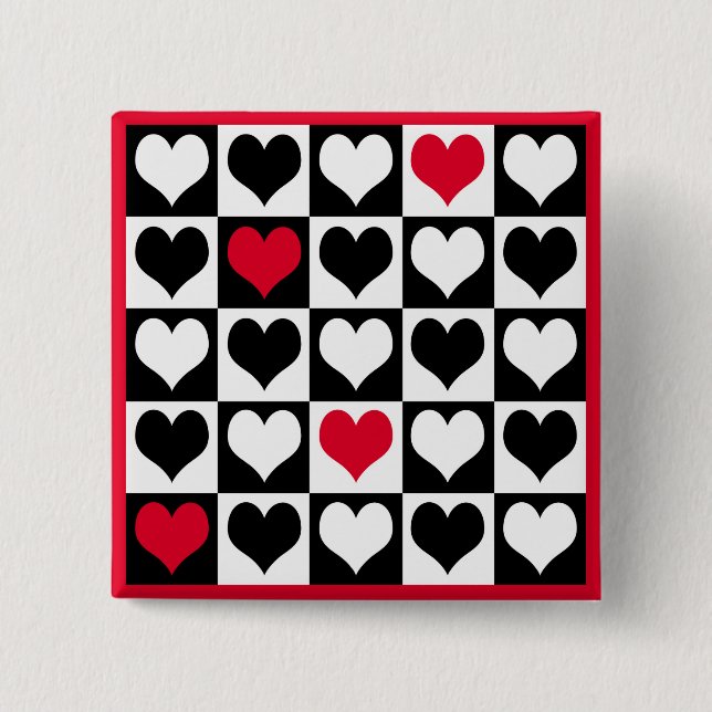 Badge Carré 5 Cm Formes du coeur (Devant)