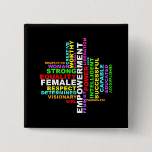 Badge Carré 5 Cm Forte femme Word Cloud