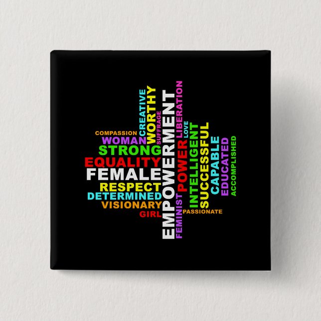 Badge Carré 5 Cm Forte femme Word Cloud (Devant)