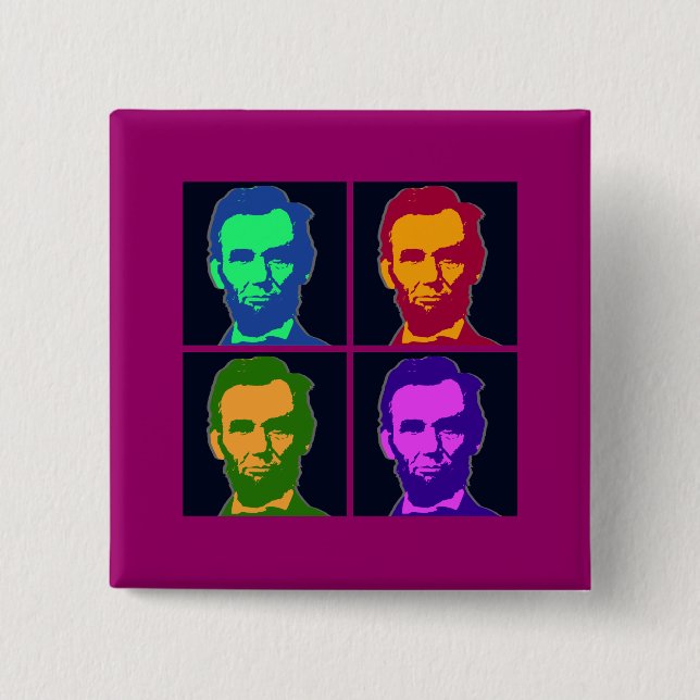 Badge Carré 5 Cm Four Pop Art Abraham Lincoln (Devant)