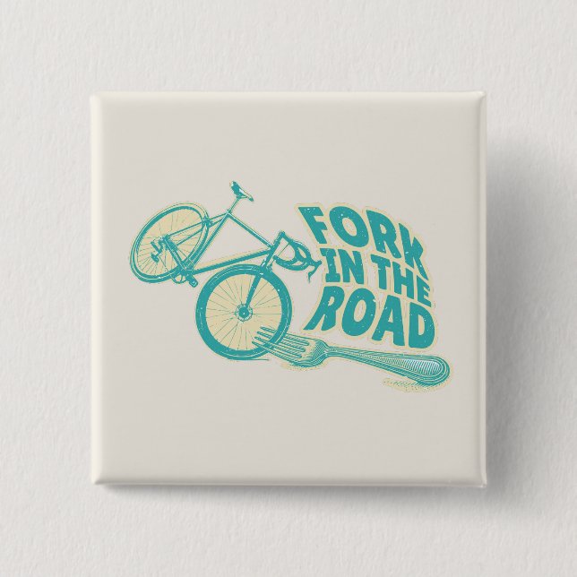 Badge Carré 5 Cm Fourche dans la rue Funny vélo (Devant)