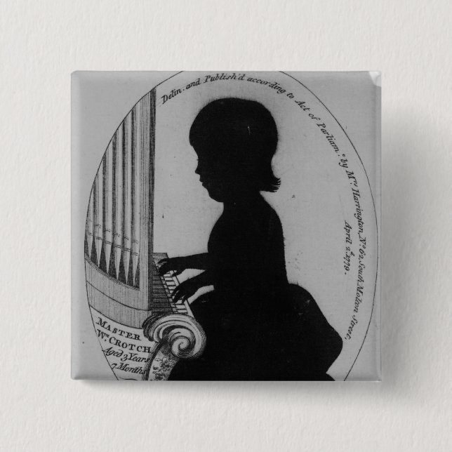 Badge Carré 5 Cm Fourche de William jouant l'organe (Devant)