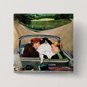 Badge Carré 5 Cm Fourche sur la route