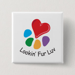 Badge Carré 5 Cm Fourrure Luv 2 d'Adoption_Heart-Paw_Lookin