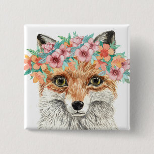 Badge Carré 5 Cm Fox floral