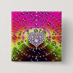 Badge Carré 5 Cm Fractale de diamant