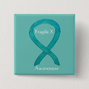 Badge Carré 5 Cm Fragile X Conscience Turquoise Personnalisée Éping