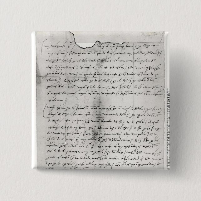 Badge Carré 5 Cm Fragment de lettre écrit par Christopher (Devant)