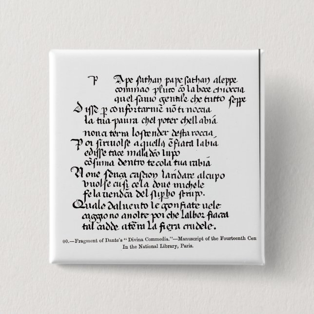 Badge Carré 5 Cm Fragment Divina Commedia de Dante de ' (Devant)