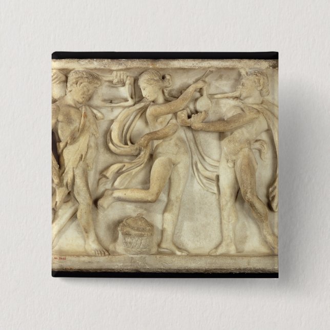 Badge Carré 5 Cm Fragment d'un sarcophage (Devant)