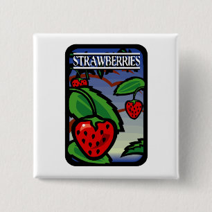 Badge Carré 5 Cm Fraises