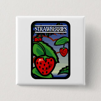 Badge Carré 5 Cm Fraises