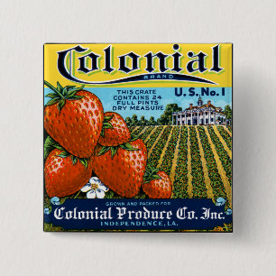 Badge Carré 5 Cm Fraises coloniales