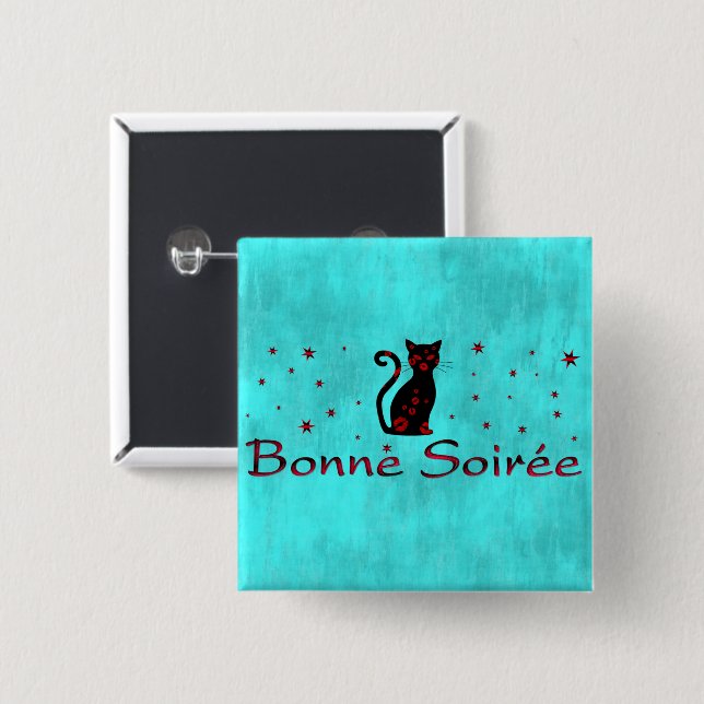 Badge Carré 5 Cm Français : Bouton Bonne Soie (Devant & derrière)